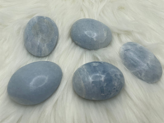Blue Calcite Palm Stone Crystal