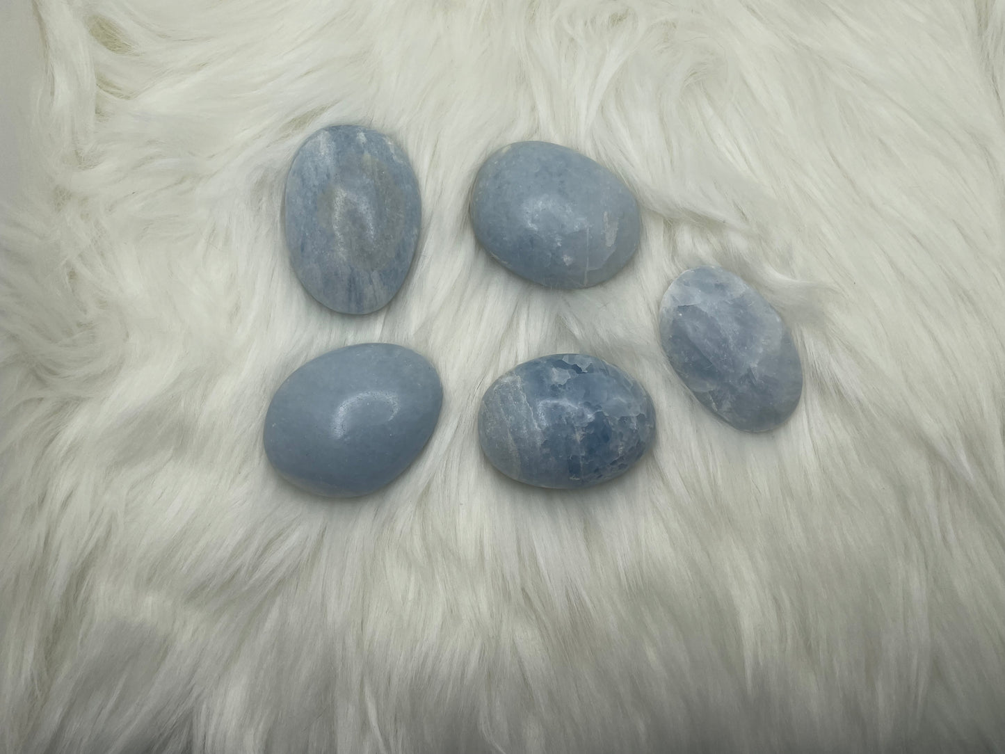 Blue Calcite Palm Stone Crystal