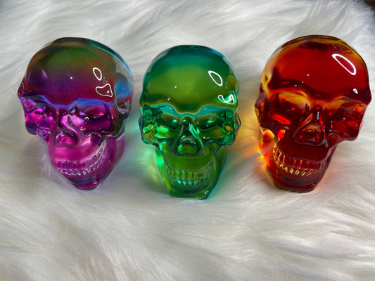 Aura Angel Skull Crystal - 3 inch Rainbow Glass Skull