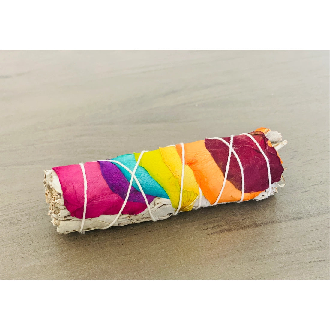 White Sage w/ Rainbow Chakra Roses Smudge Sticks in Bulk (sold individually)