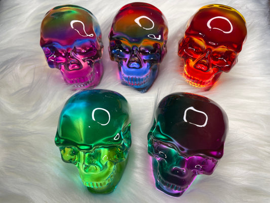 Aura Angel Skull Crystal - 3 inch Rainbow Glass Skull